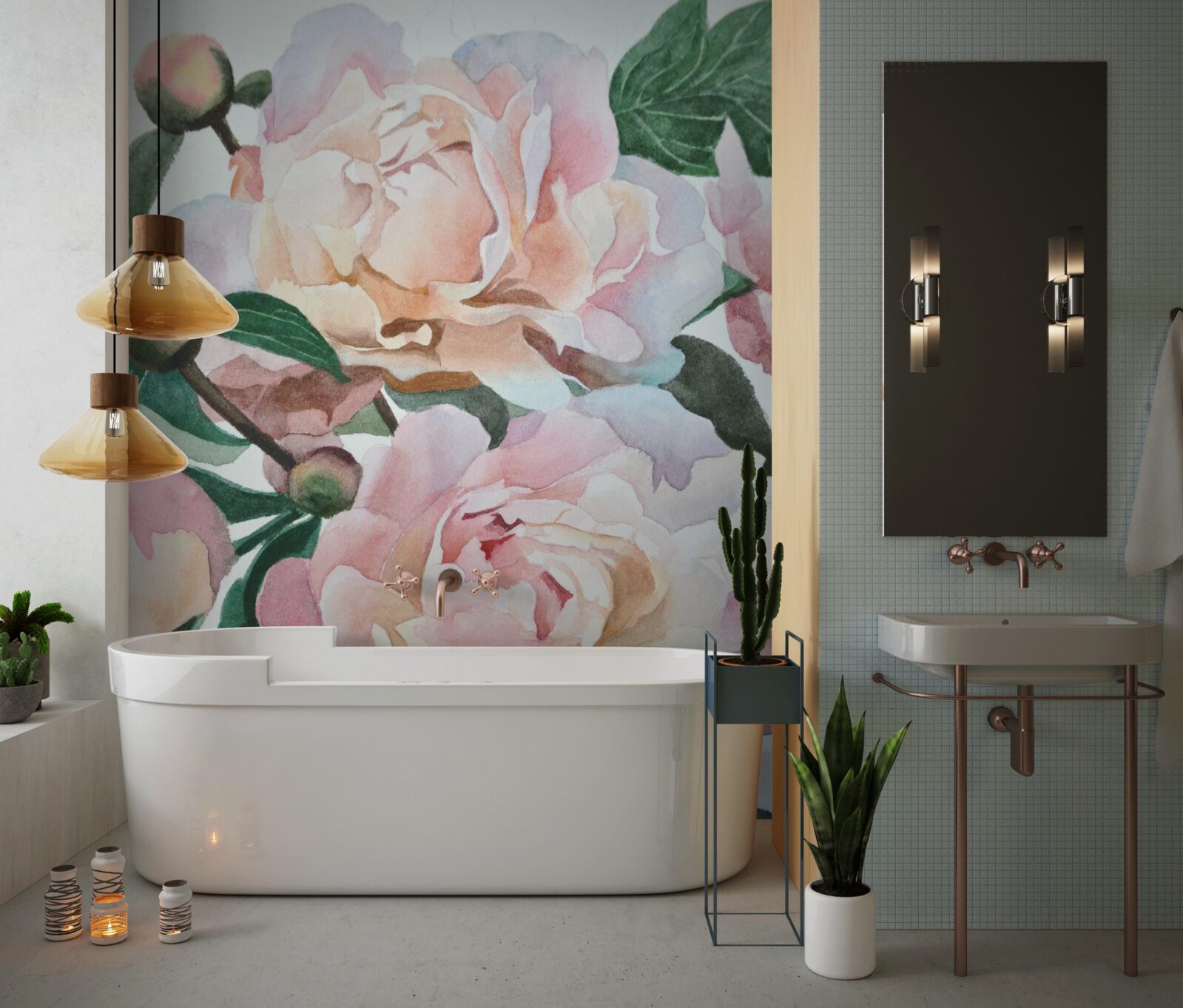 Fototapeta pivonky maľované akvarelom