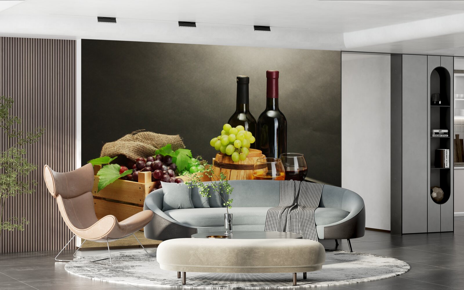 Fototapeta strapce hrozna a pohár vína