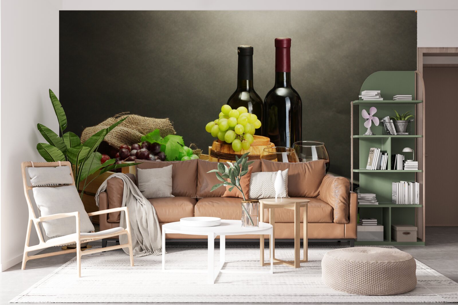 Fototapeta strapce hrozna a pohár vína