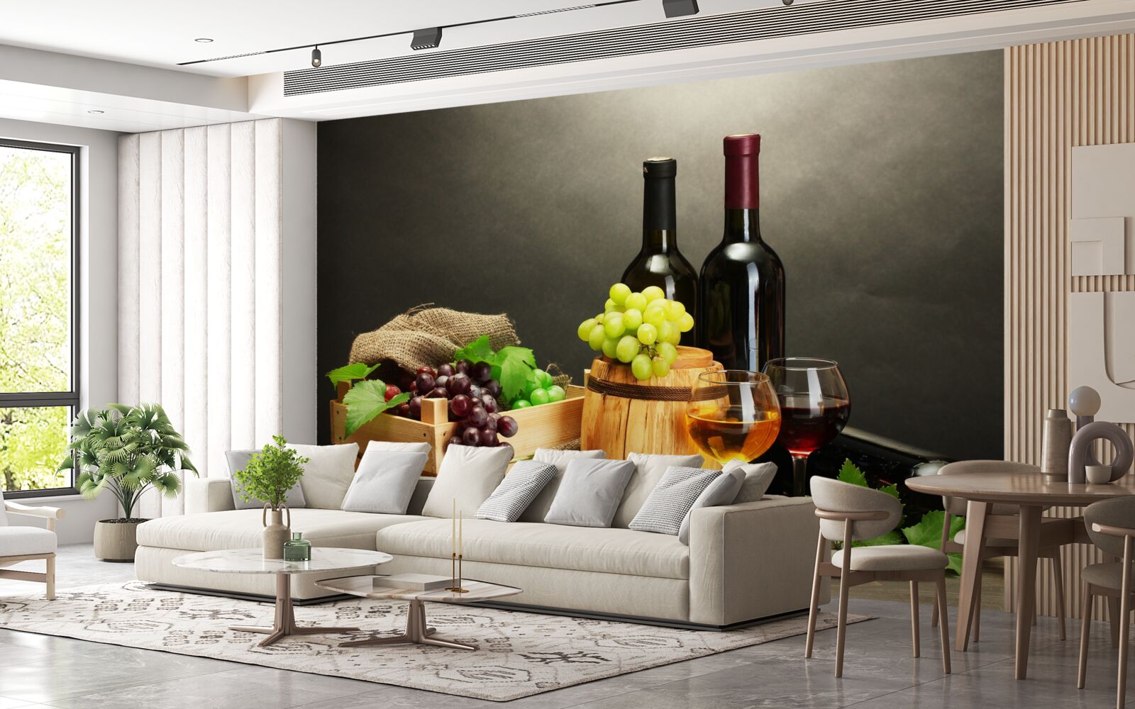 Fototapeta strapce hrozna a pohár vína