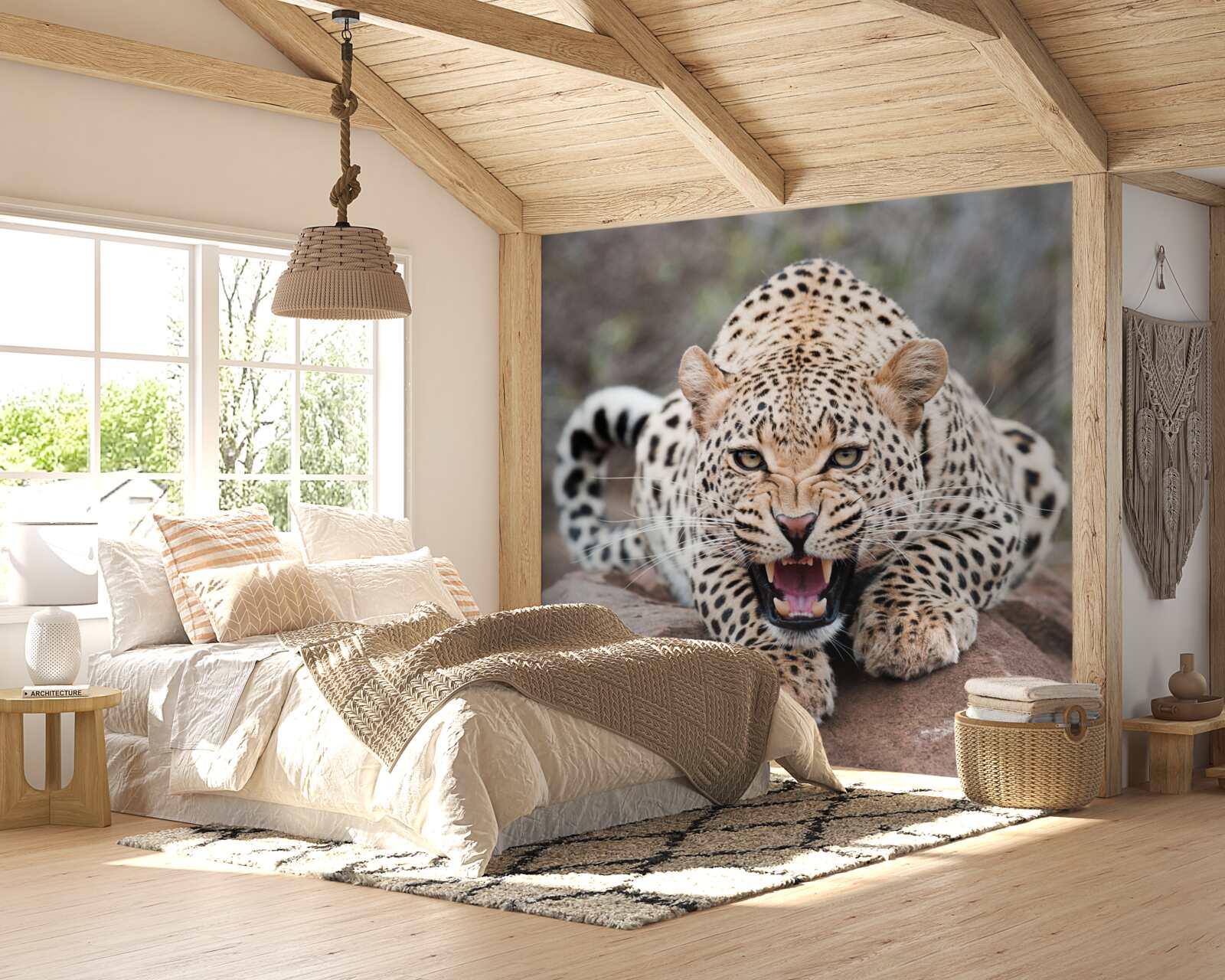 Fototapeta vzrušený leopard sa pripravuje na skok