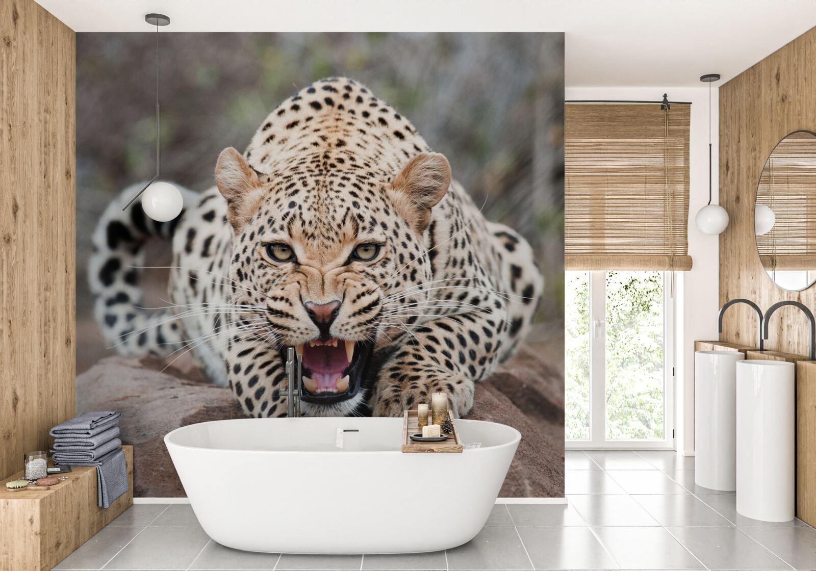 Fototapeta vzrušený leopard sa pripravuje na skok