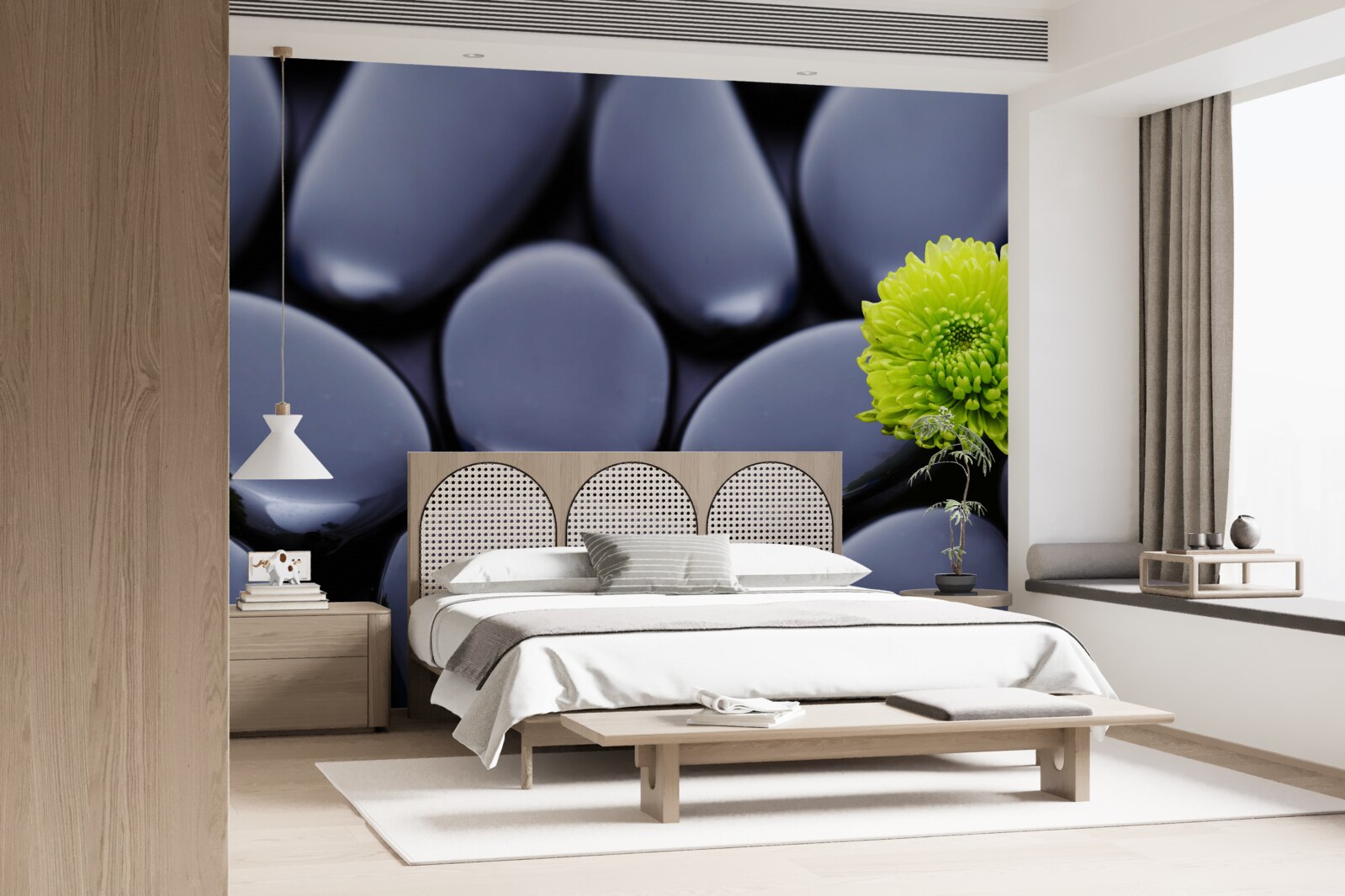 Fototapeta cez skalnú bariéru rastie zelený kvet