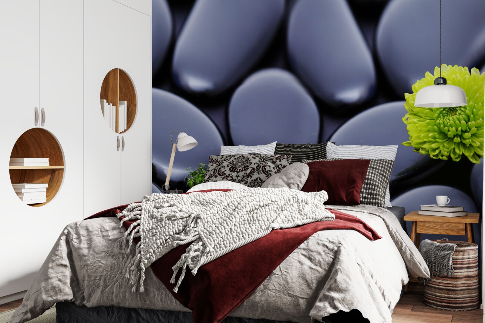 Fototapeta cez skalnú bariéru rastie zelený kvet