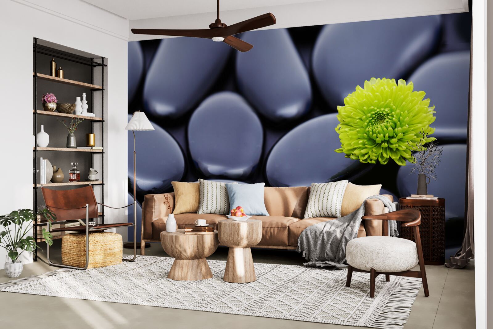 Fototapeta cez skalnú bariéru rastie zelený kvet