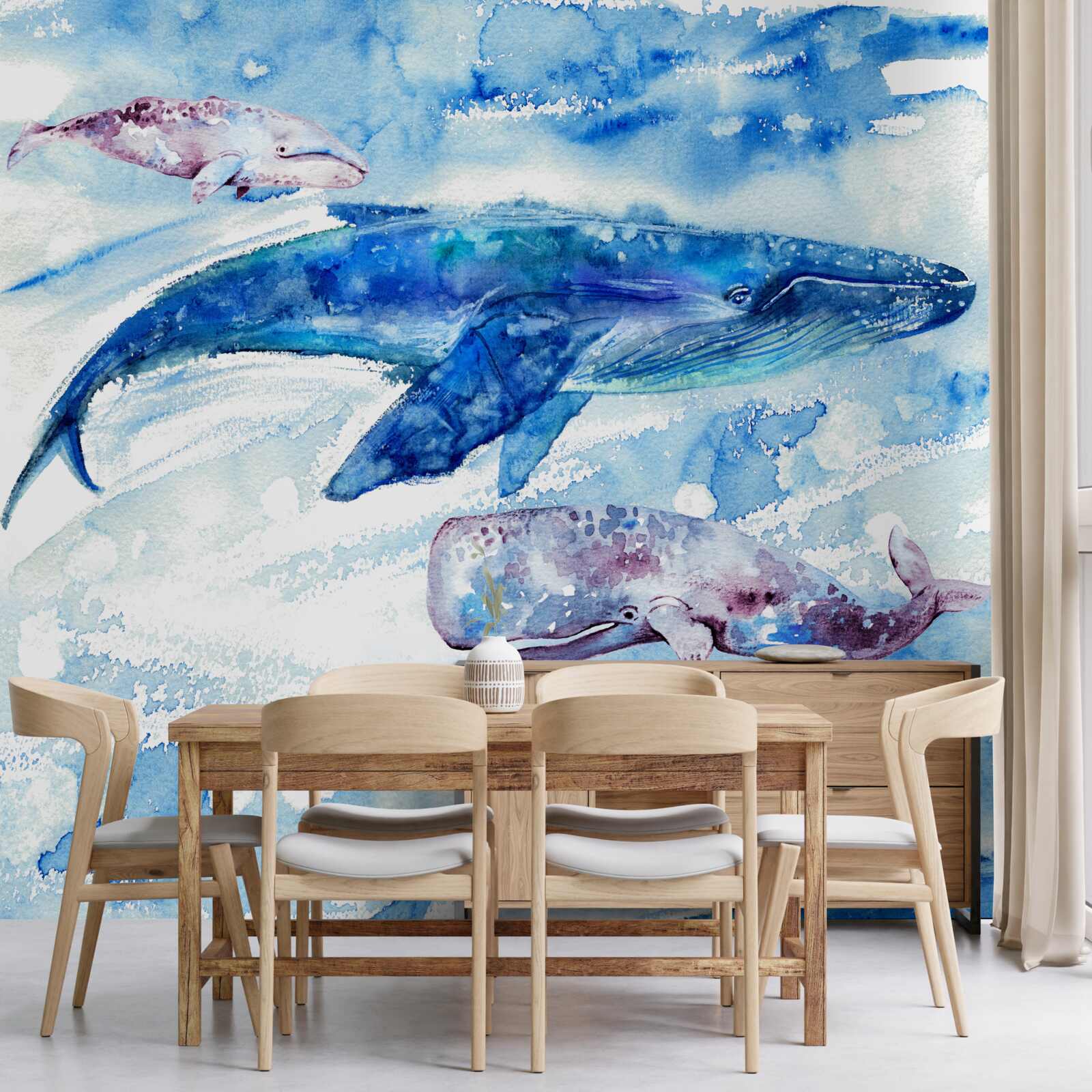 Fototapeta príjem vody modrou veľrybou