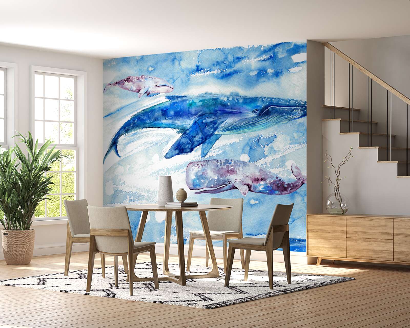 Fototapeta príjem vody modrou veľrybou