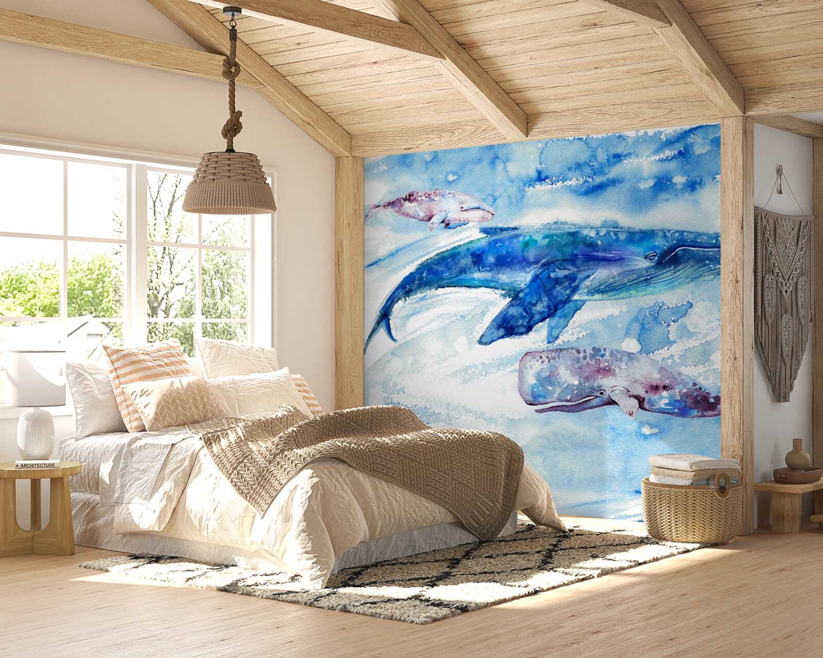 Fototapeta príjem vody modrou veľrybou