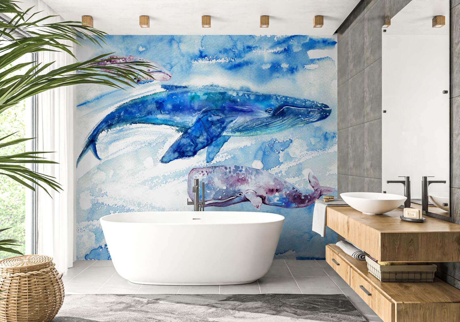 Fototapeta príjem vody modrou veľrybou