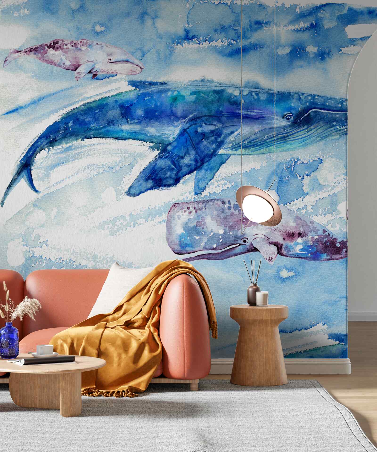 Fototapeta príjem vody modrou veľrybou