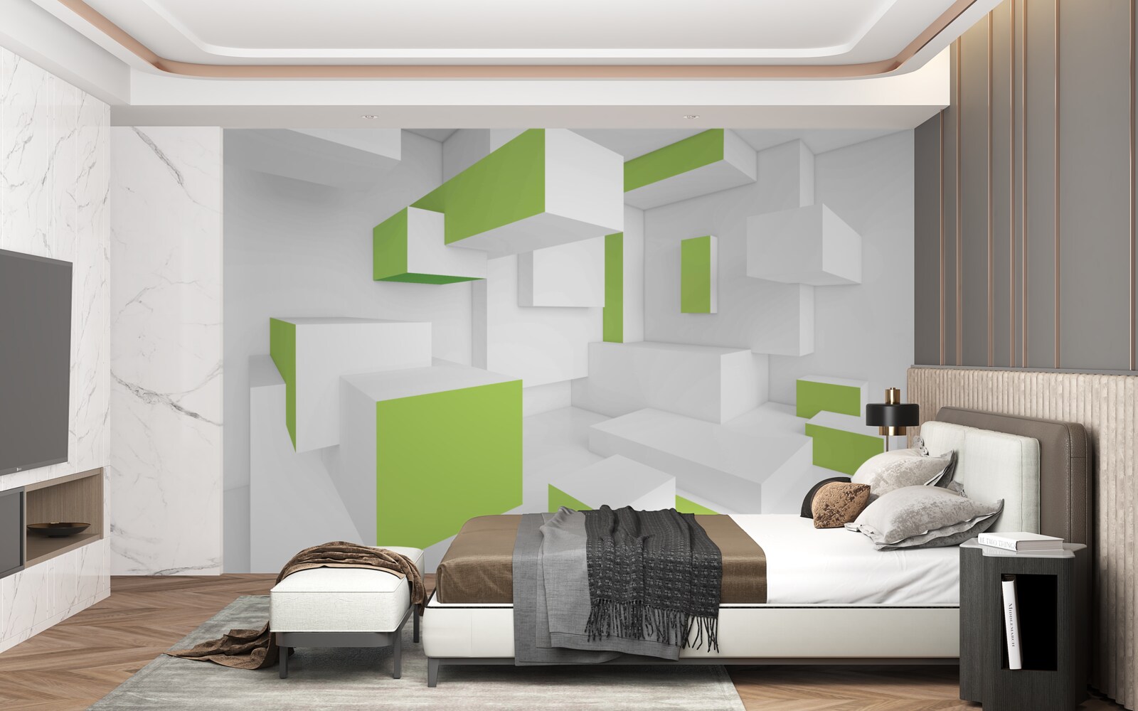 Fototapeta obdĺžnikové konštrukcie so svetlozeleným obkladom