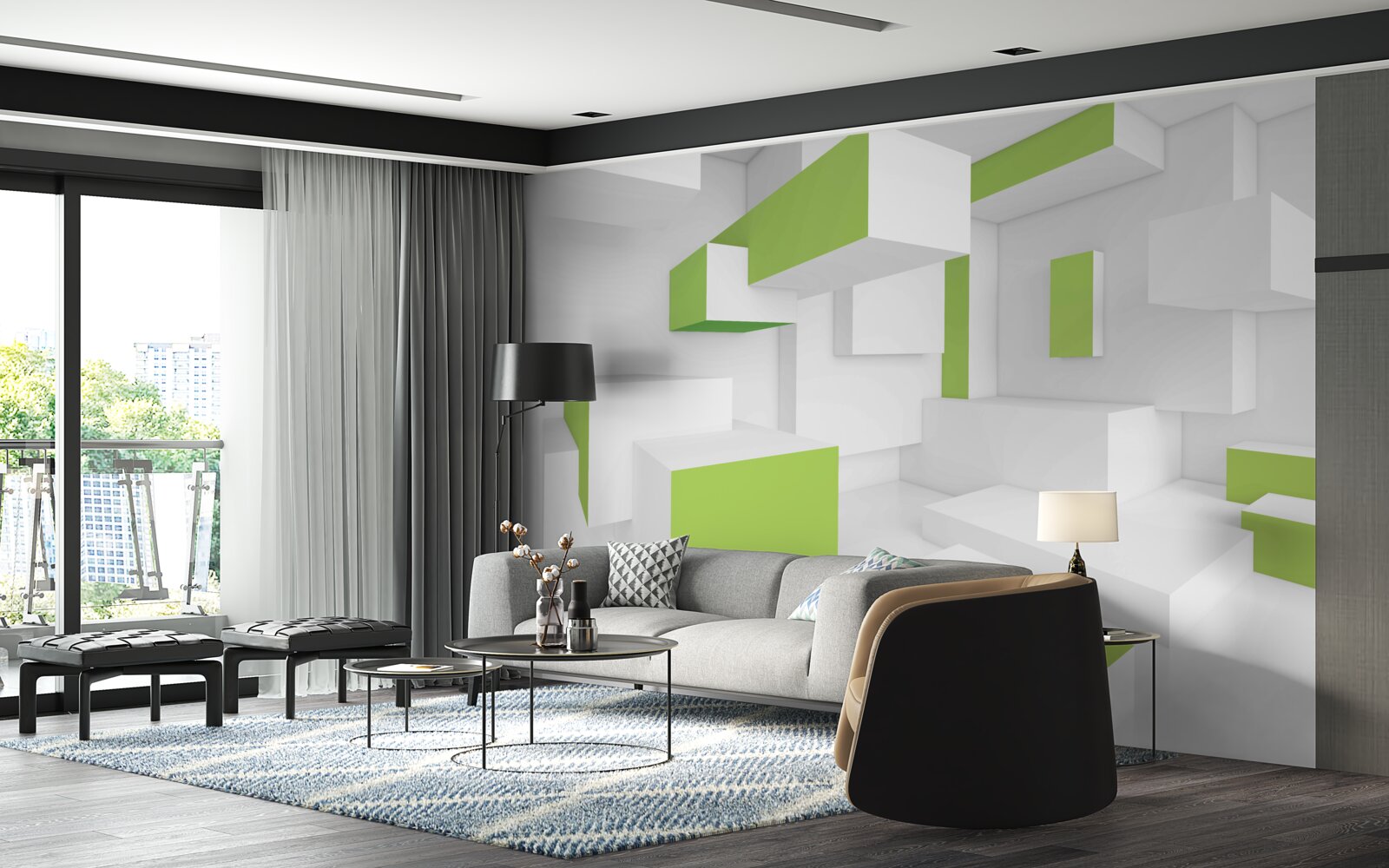 Fototapeta obdĺžnikové konštrukcie so svetlozeleným obkladom