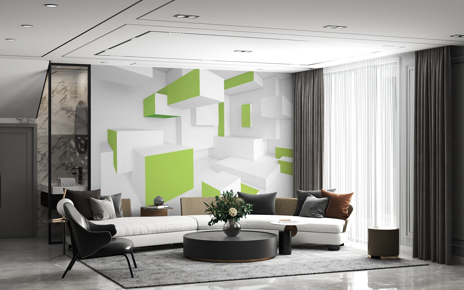 Fototapeta obdĺžnikové konštrukcie so svetlozeleným obkladom