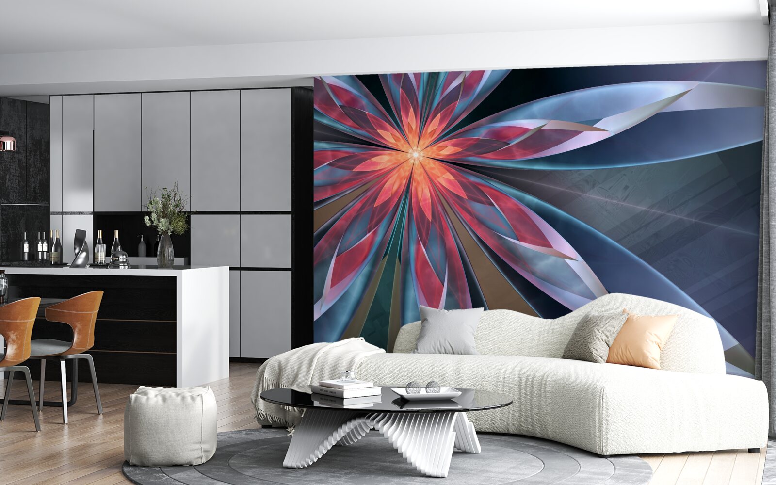 Fototapeta lotos s červeným jadrom