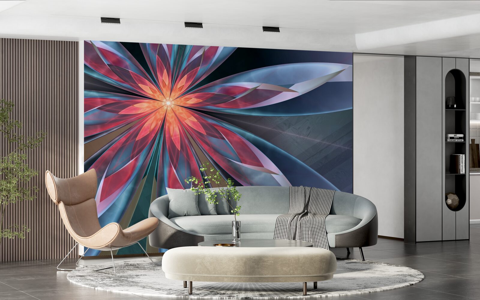 Fototapeta lotos s červeným jadrom