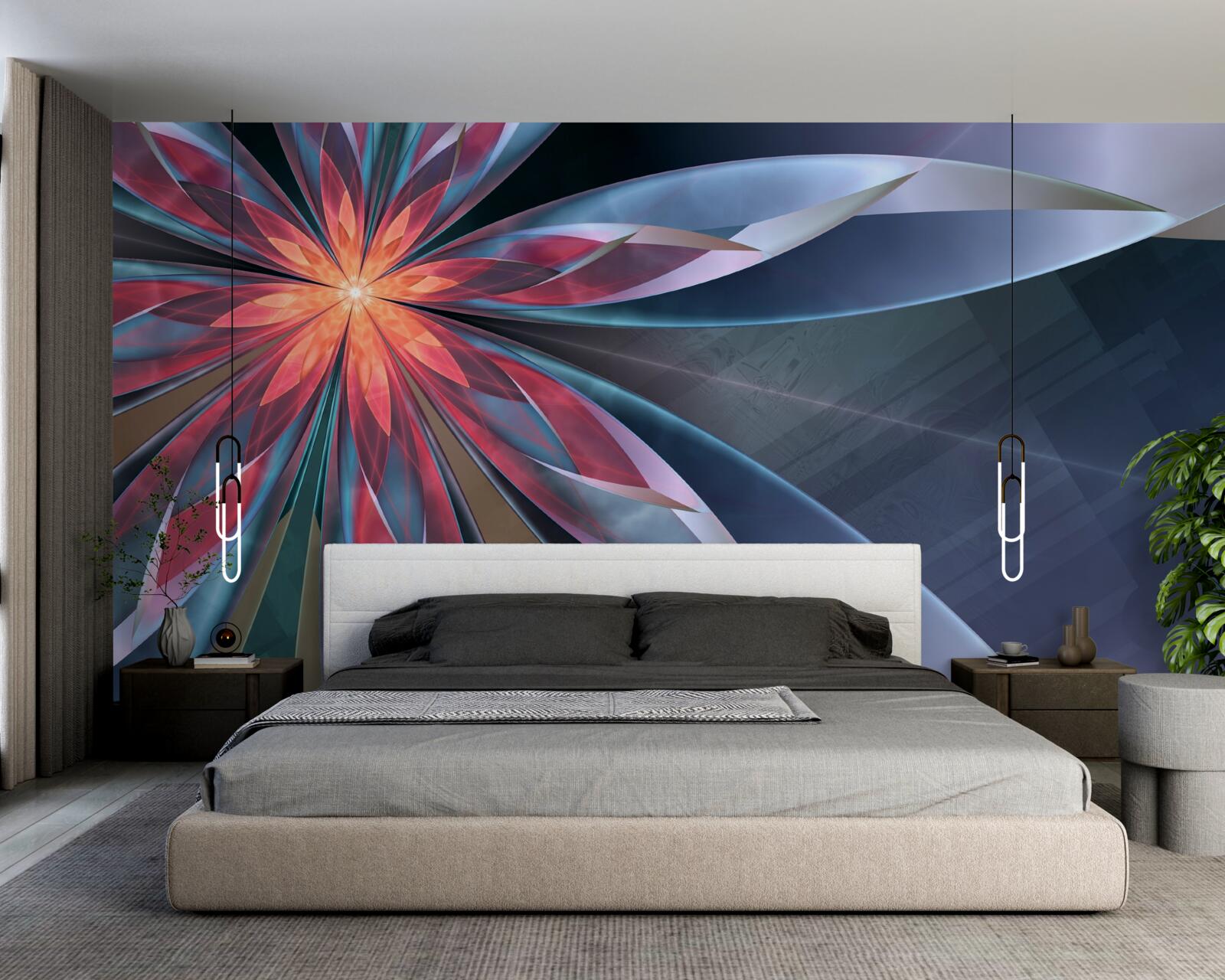 Fototapeta lotos s červeným jadrom