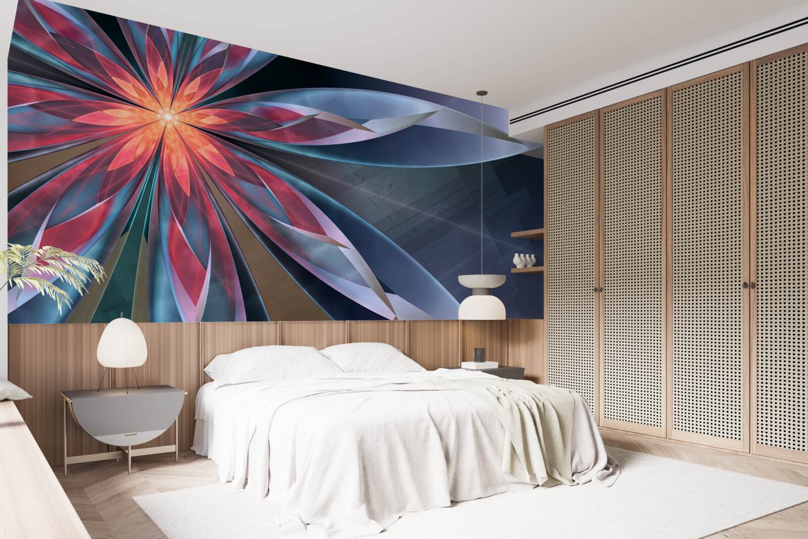 Fototapeta lotos s červeným jadrom