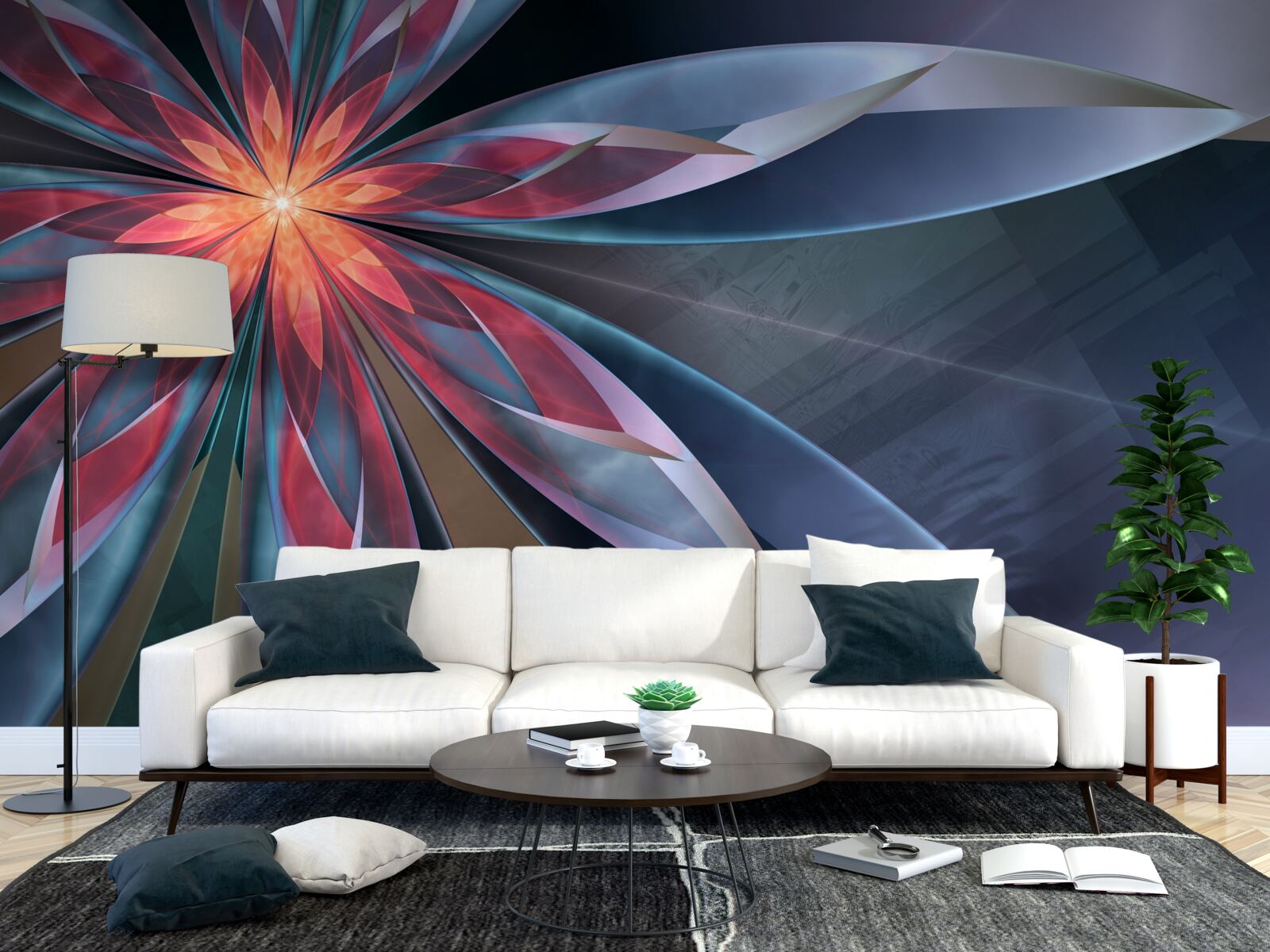 Fototapeta lotos s červeným jadrom