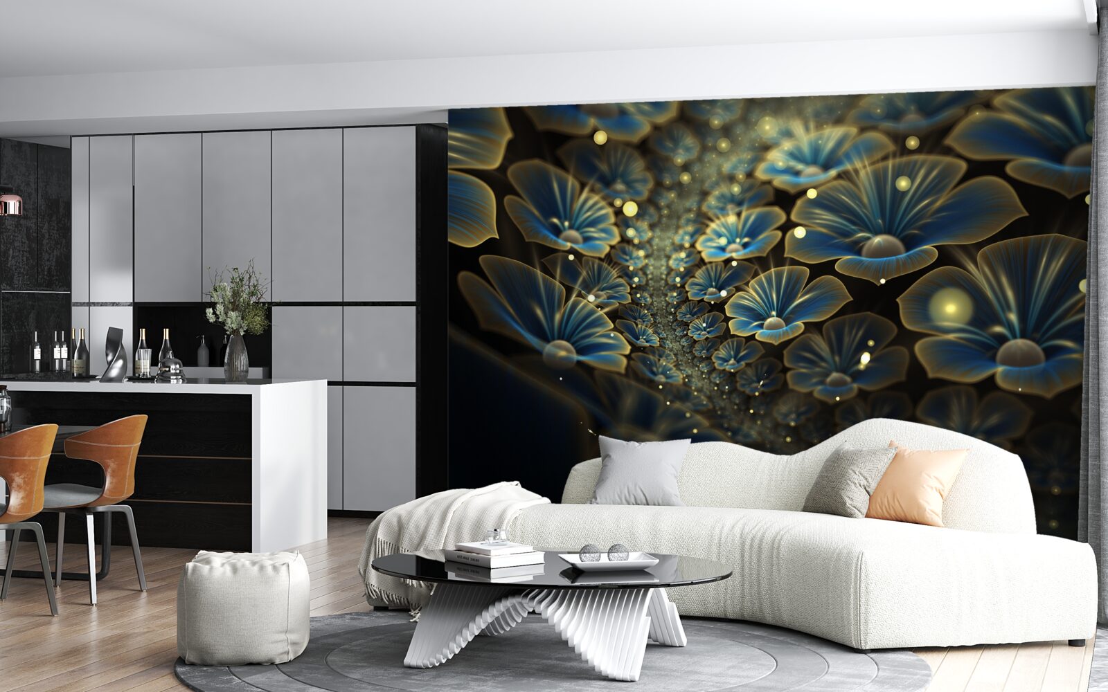 Fototapeta nezvyčajné kvety v neónovom štýle