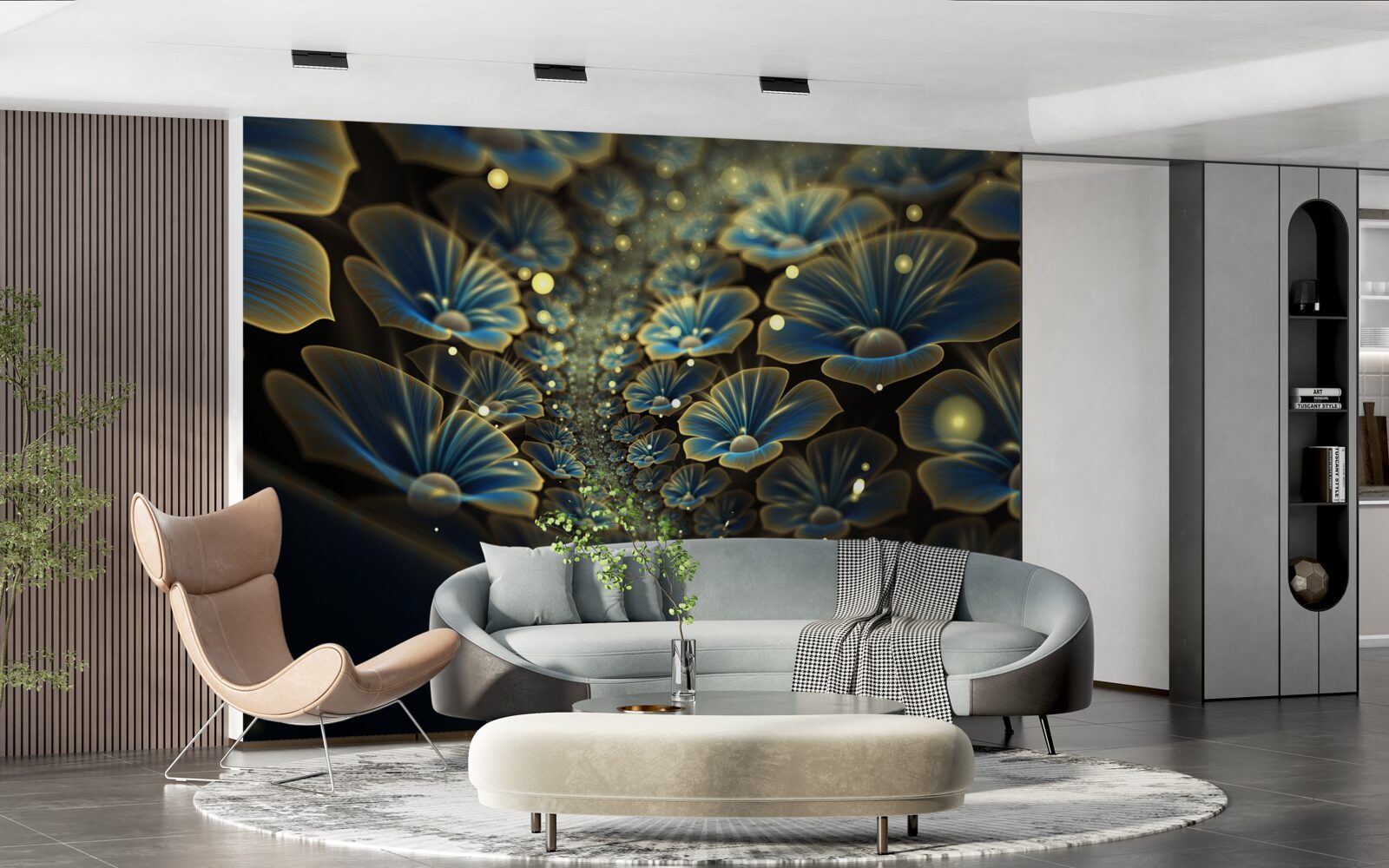 Fototapeta nezvyčajné kvety v neónovom štýle