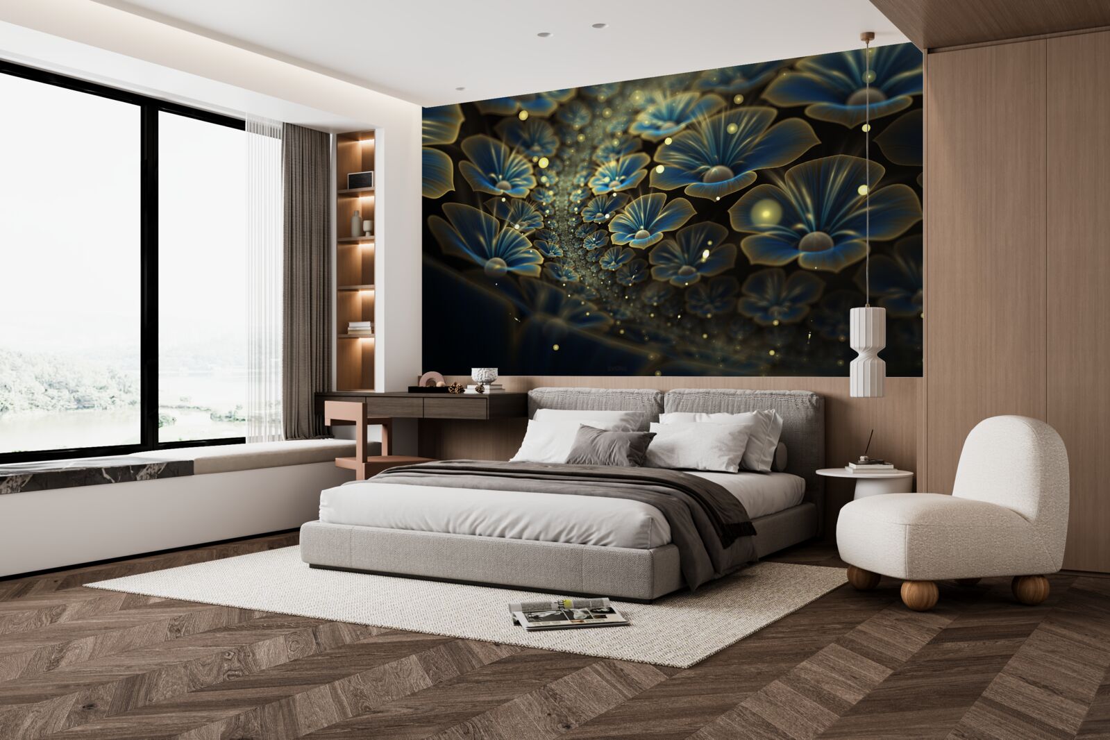 Fototapeta nezvyčajné kvety v neónovom štýle