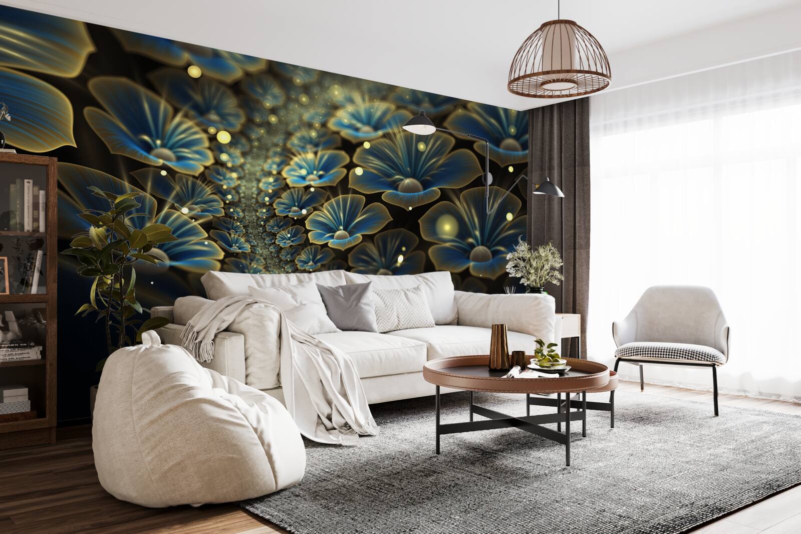 Fototapeta nezvyčajné kvety v neónovom štýle