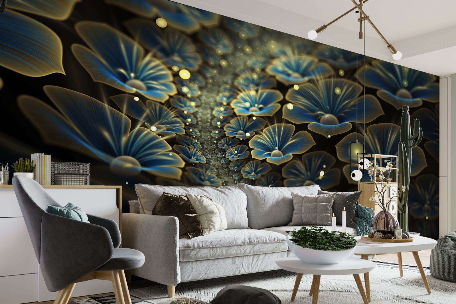 Fototapeta nezvyčajné kvety v neónovom štýle