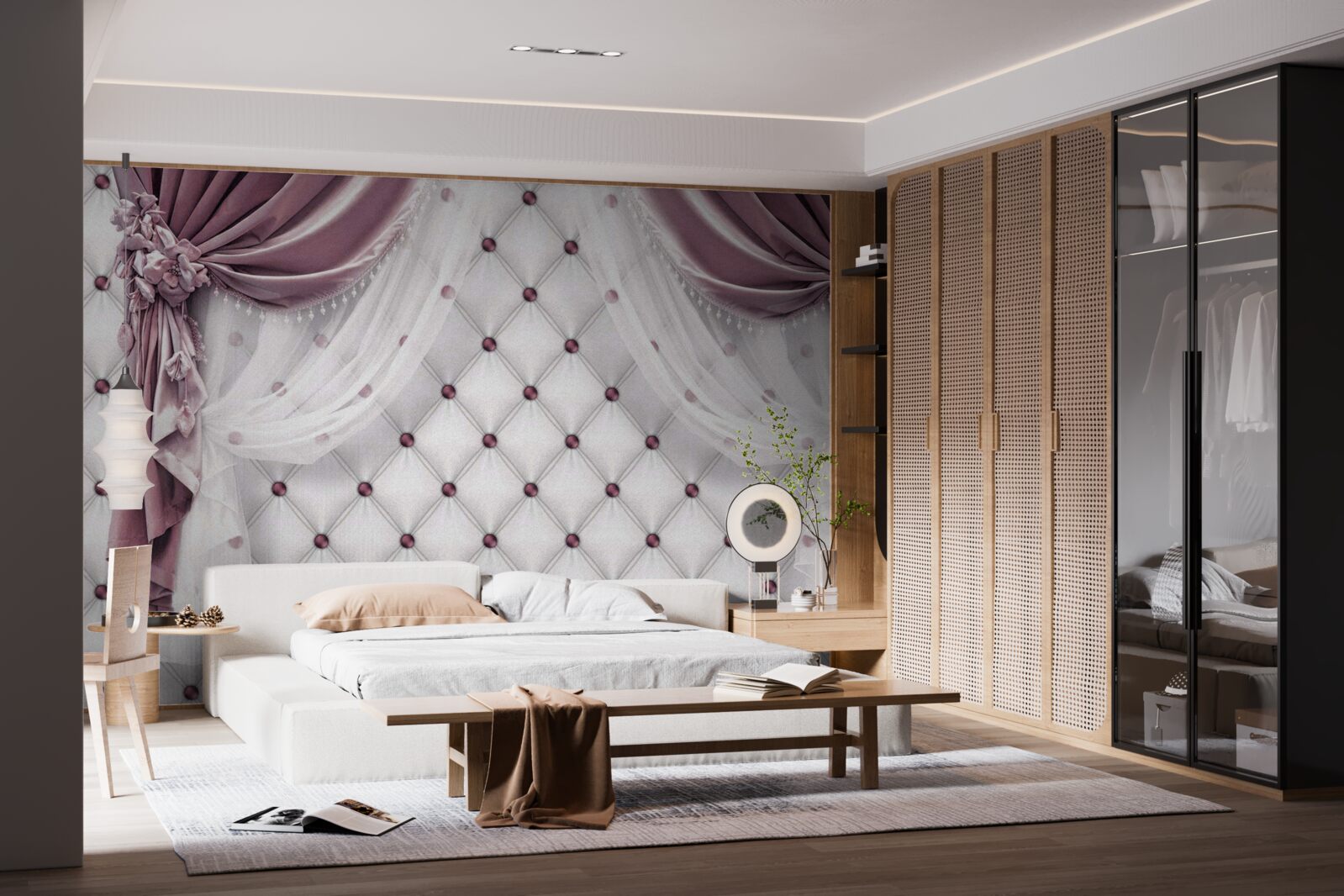 Fototapeta elegantné rímsy a perleťové odtiene bielej