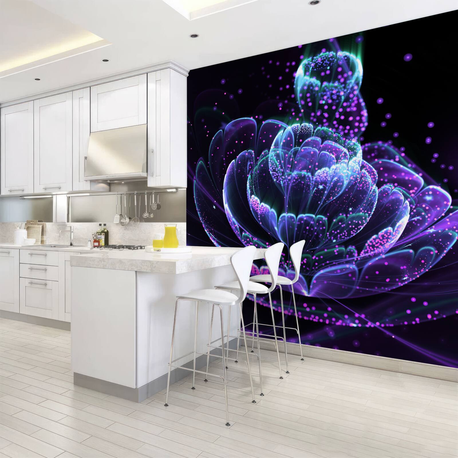 Fototapeta abstraktný modrý kvet na čiernom pozadí