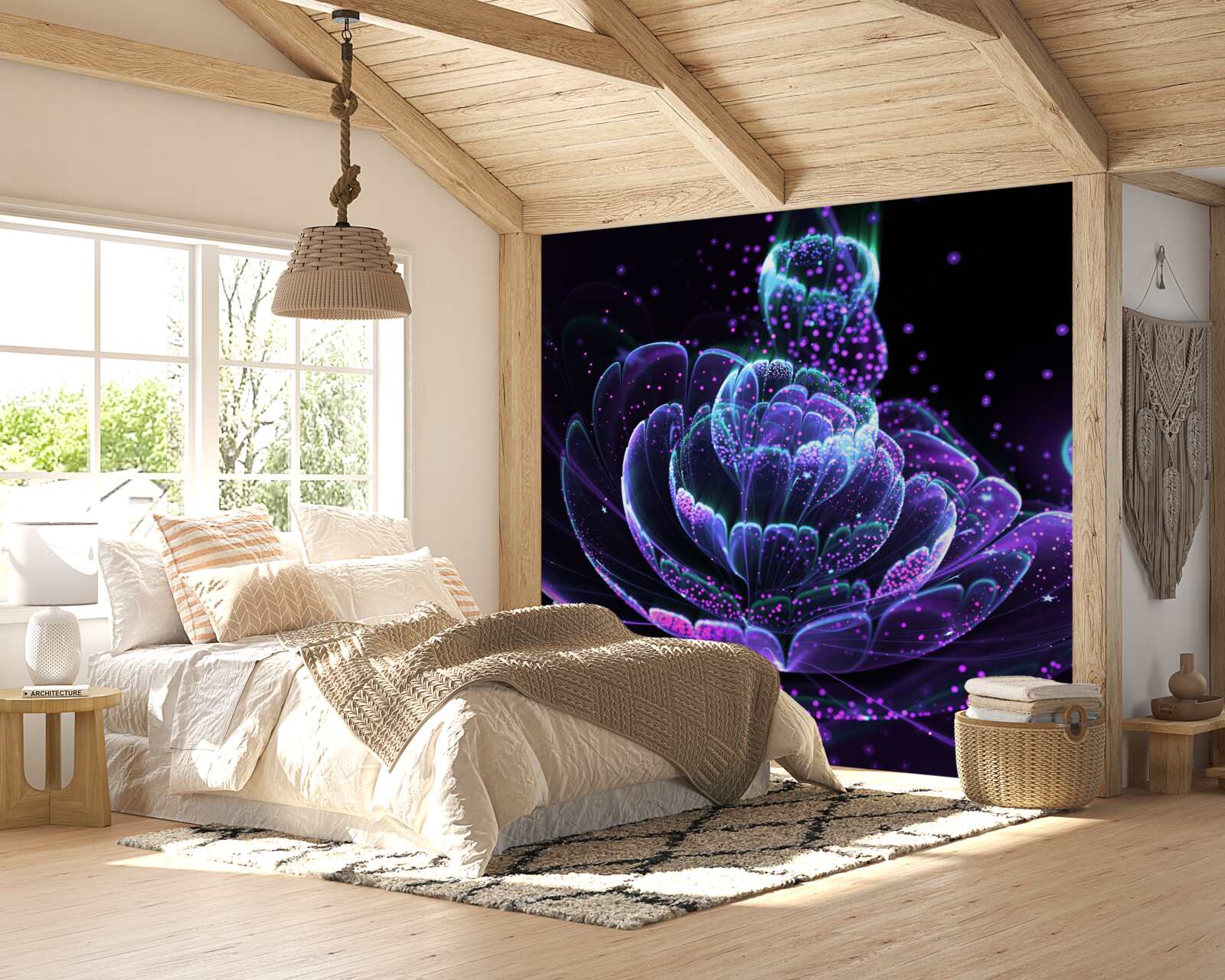 Fototapeta abstraktný modrý kvet na čiernom pozadí