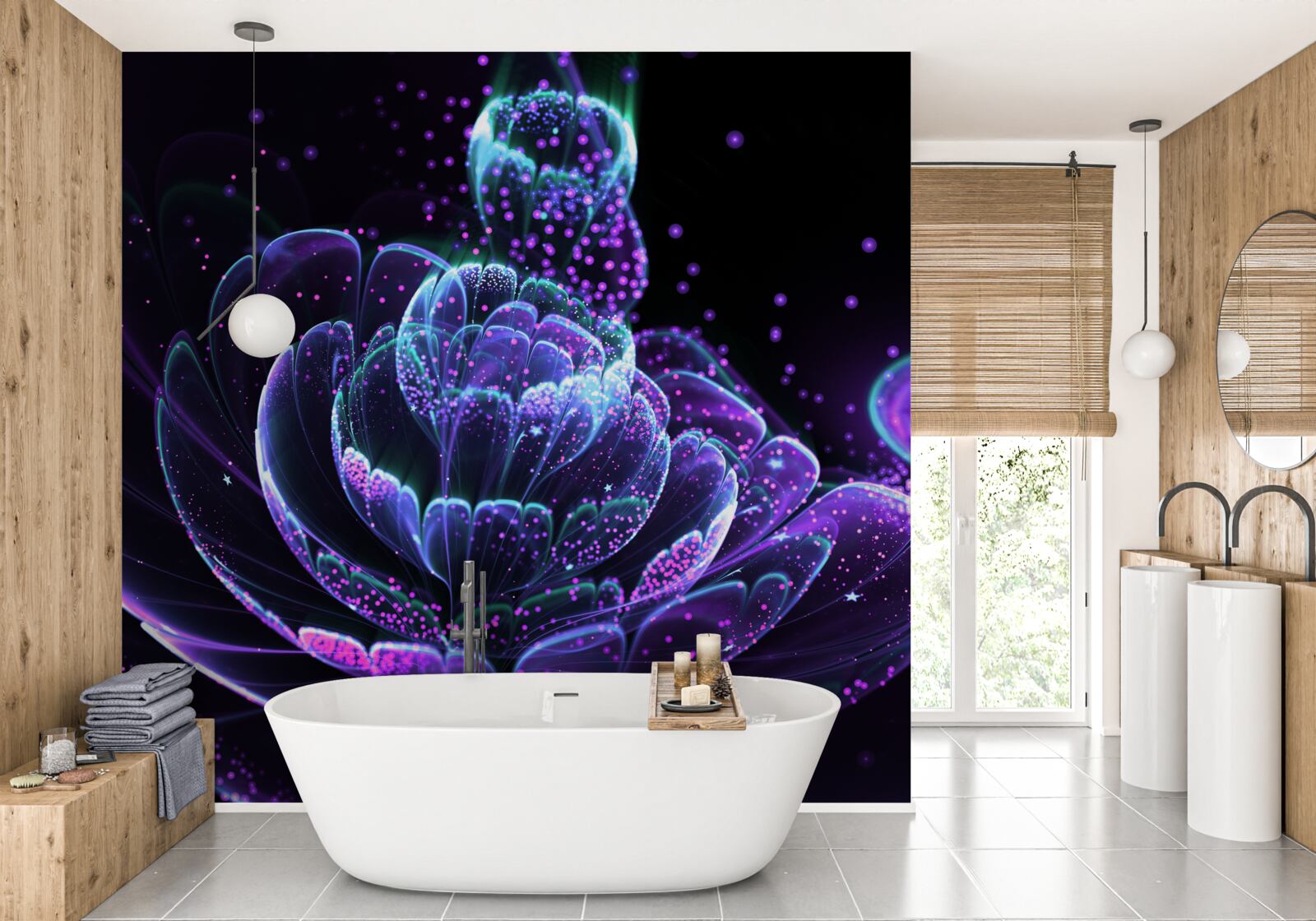 Fototapeta abstraktný modrý kvet na čiernom pozadí