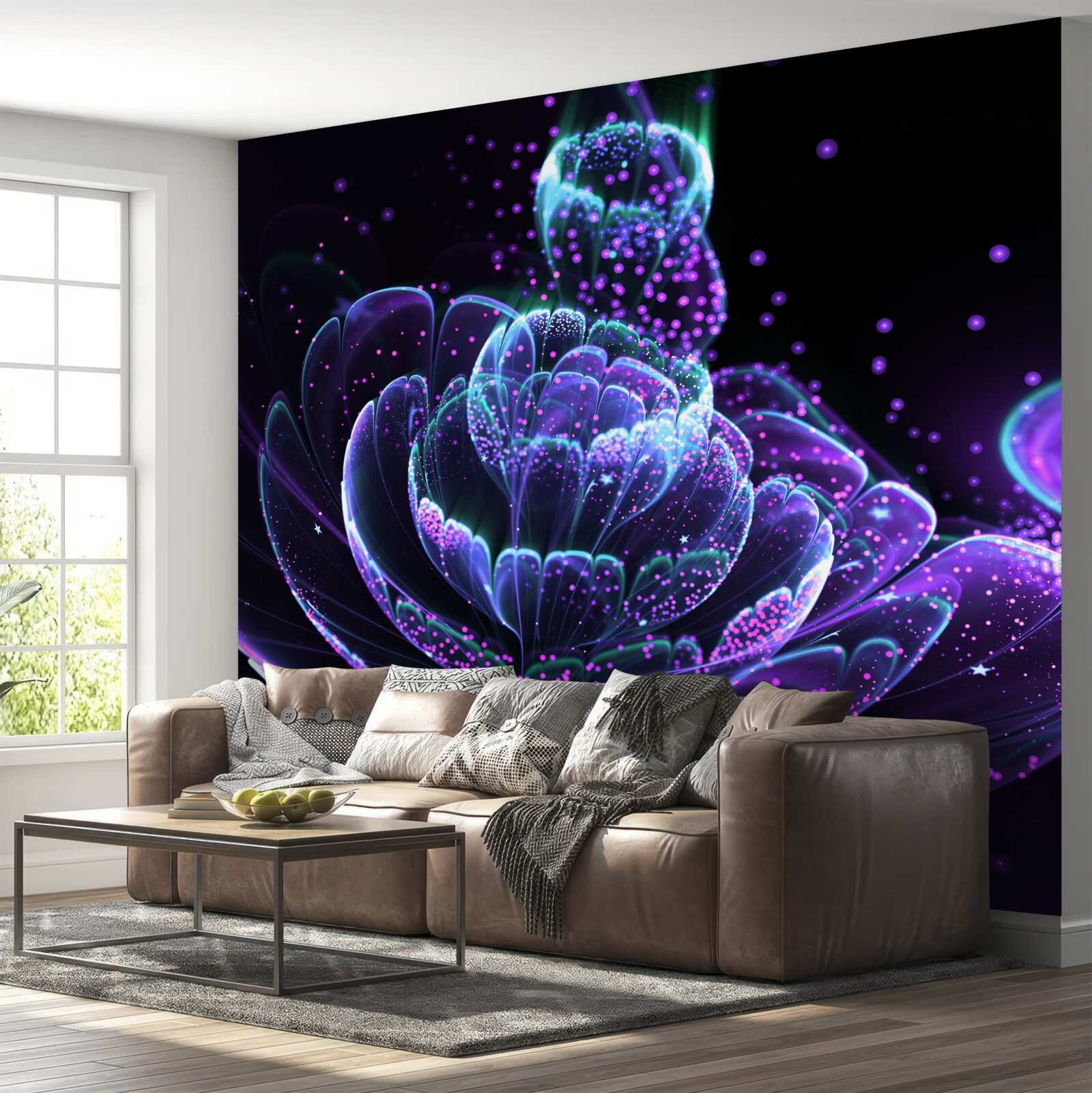 Fototapeta abstraktný modrý kvet na čiernom pozadí