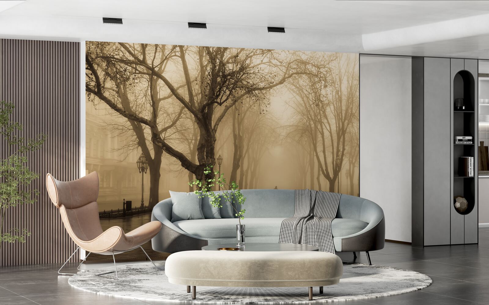 Fototapeta ulička je plná dažďa a hmly