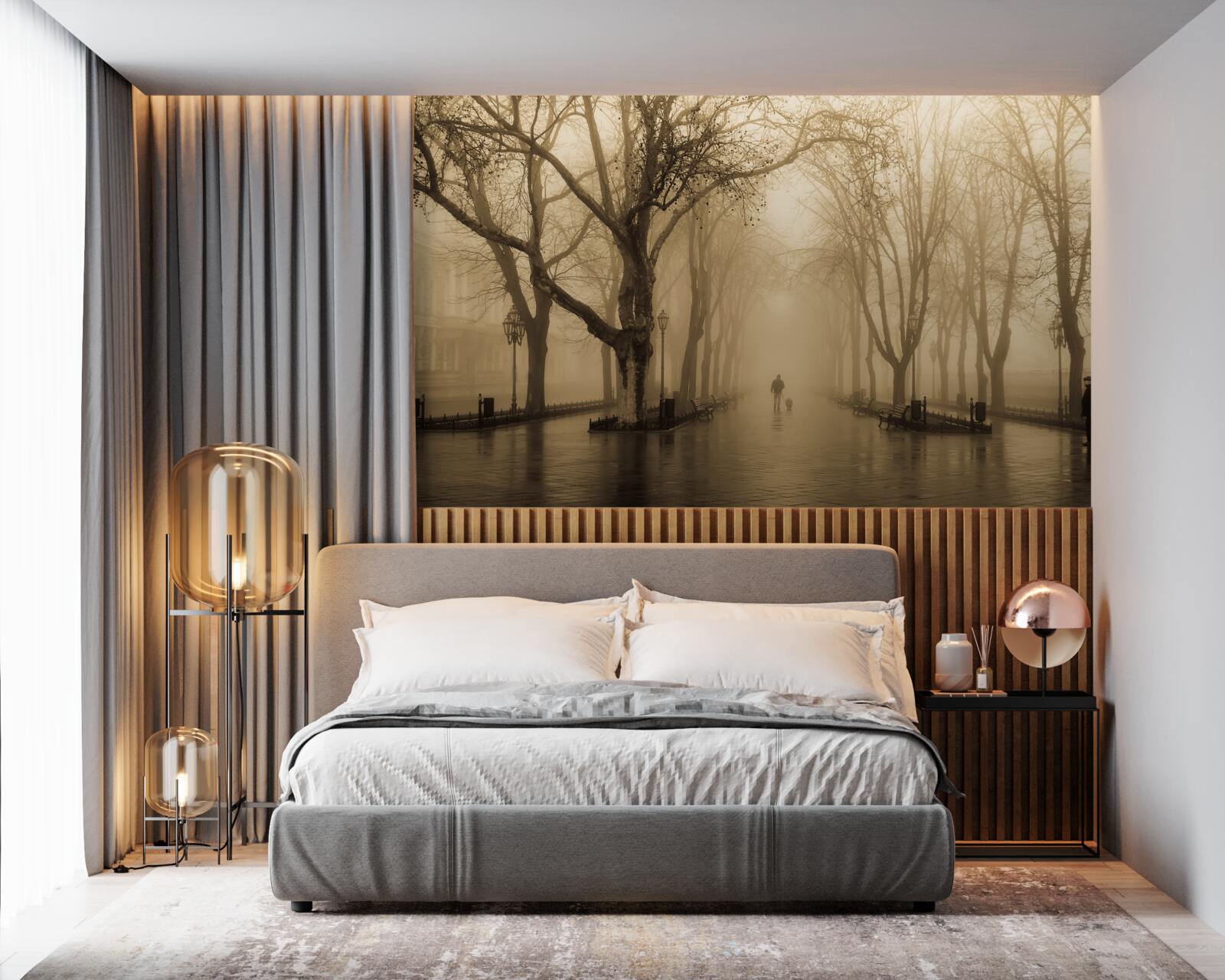 Fototapeta ulička je plná dažďa a hmly