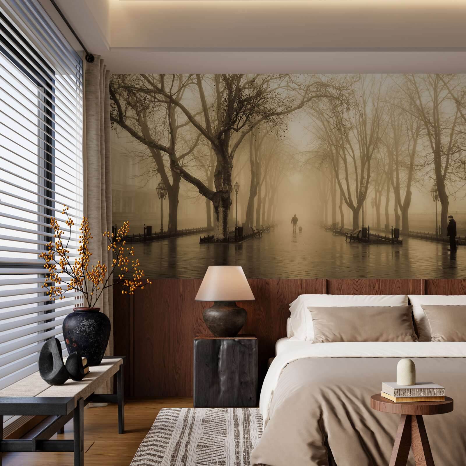 Fototapeta ulička je plná dažďa a hmly