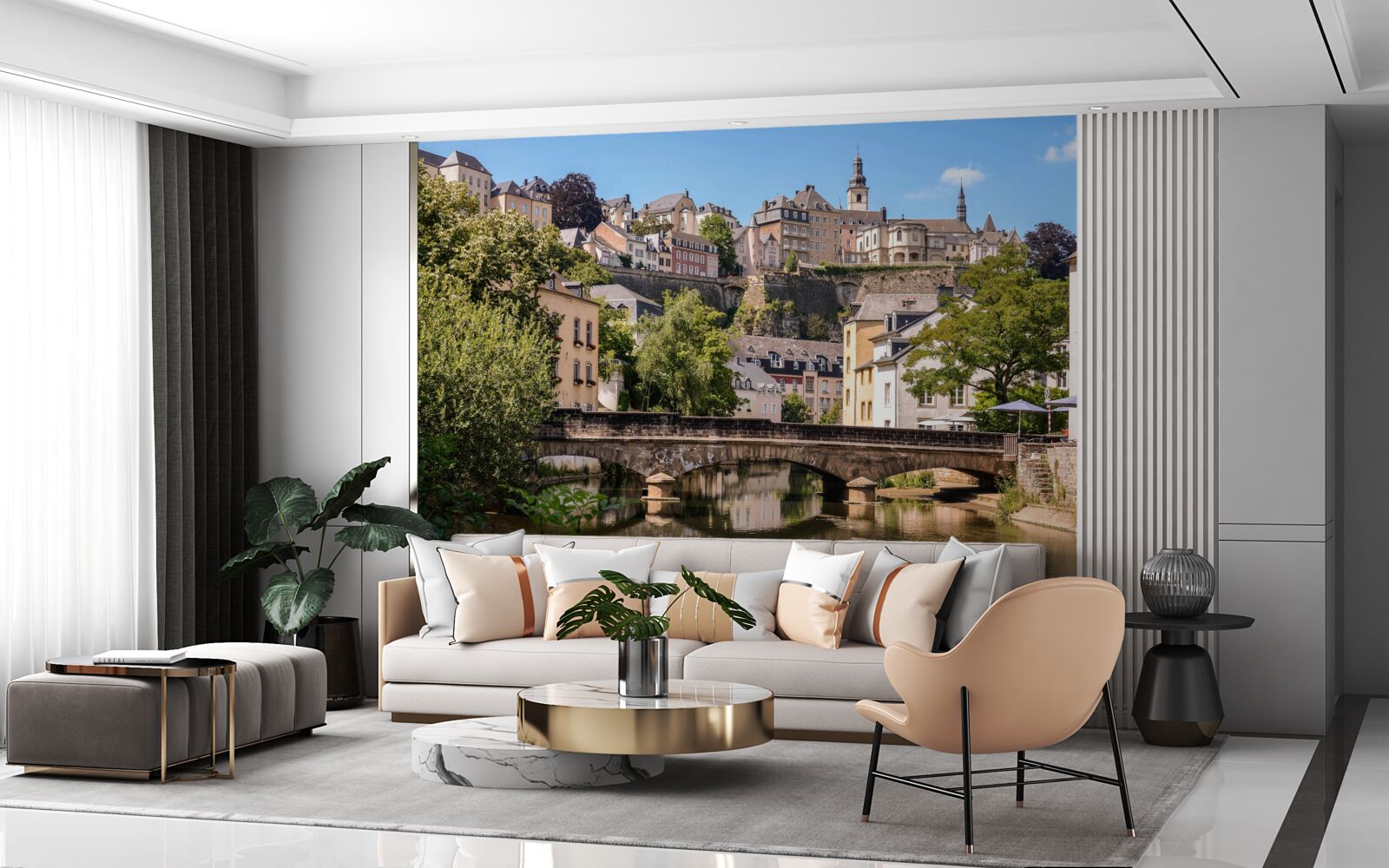 Fototapeta most cez rieku Luxemburg