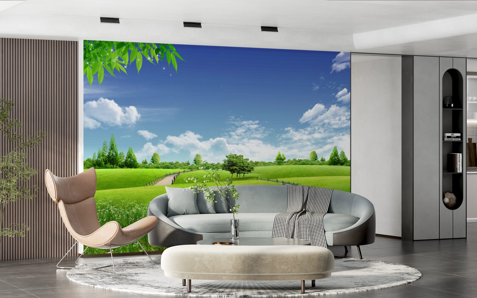 Fototapeta Cesta medzi zelenými plochami