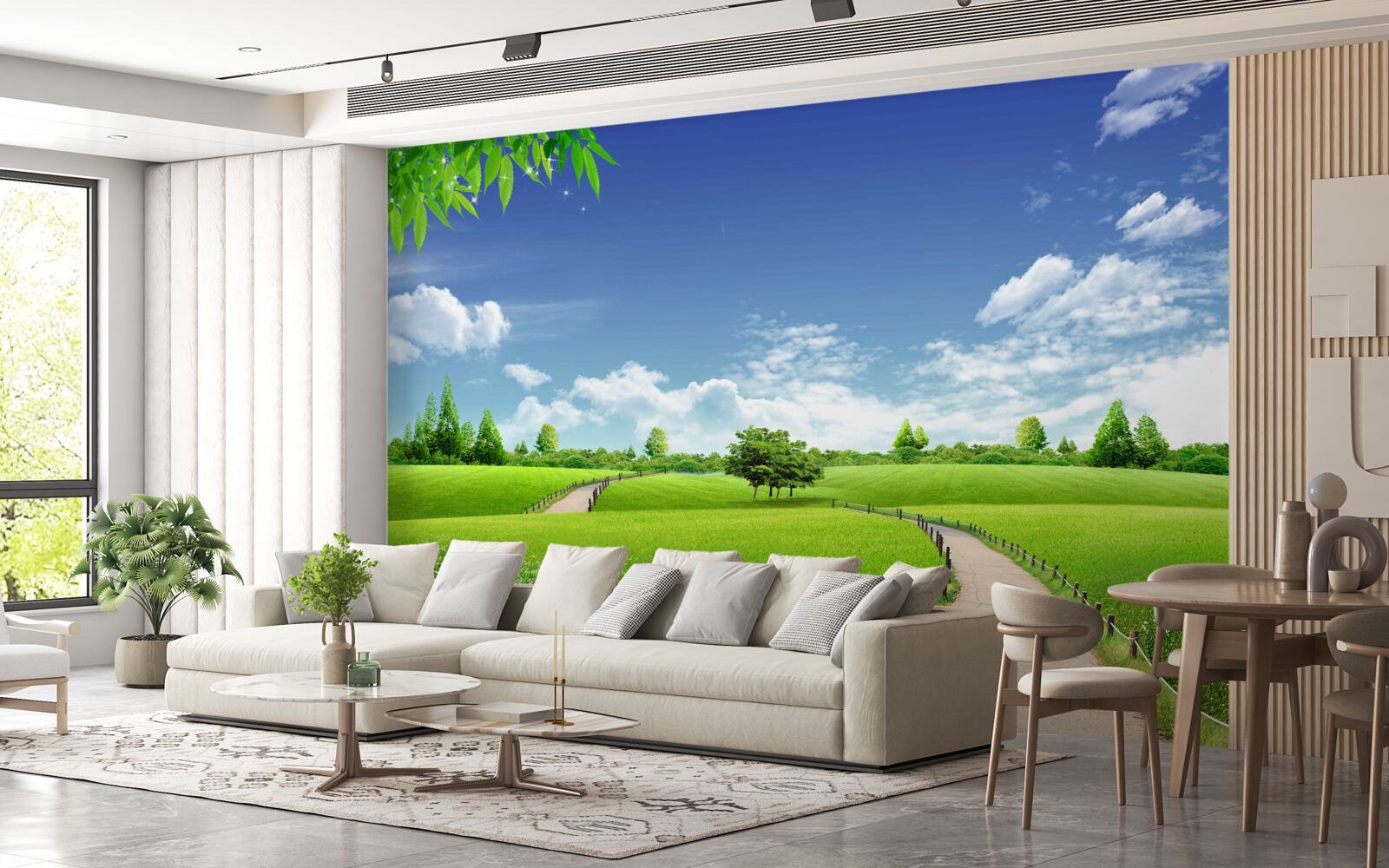 Fototapeta Cesta medzi zelenými plochami