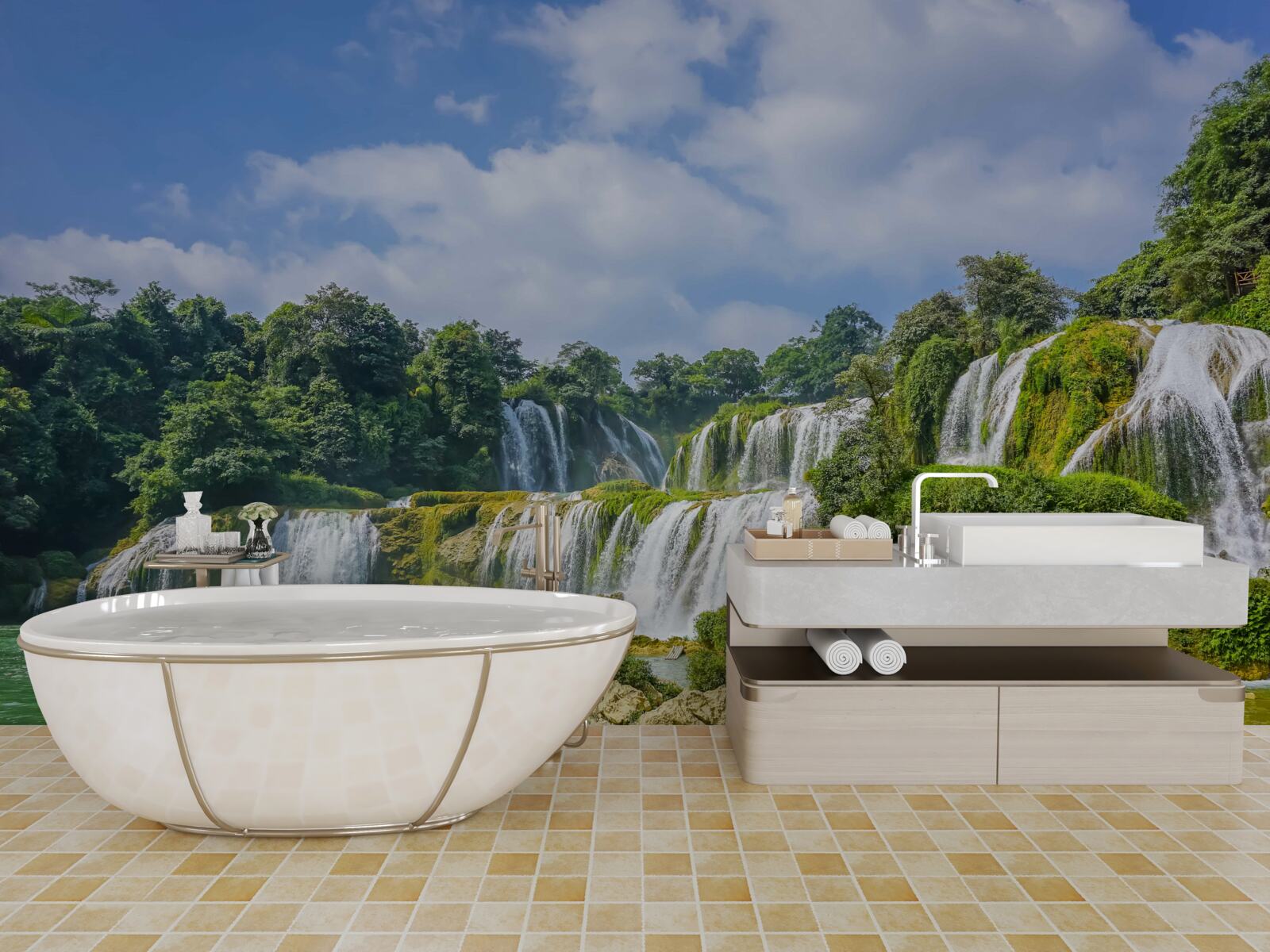 Fototapeta vodopády rýchlo tečúce do povodia jazera