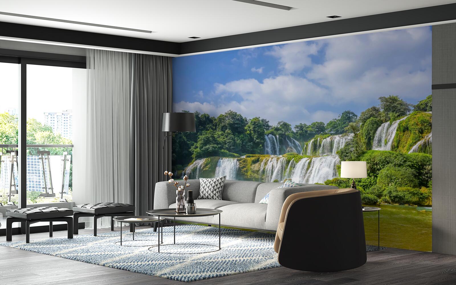 Fototapeta vodopády rýchlo tečúce do povodia jazera