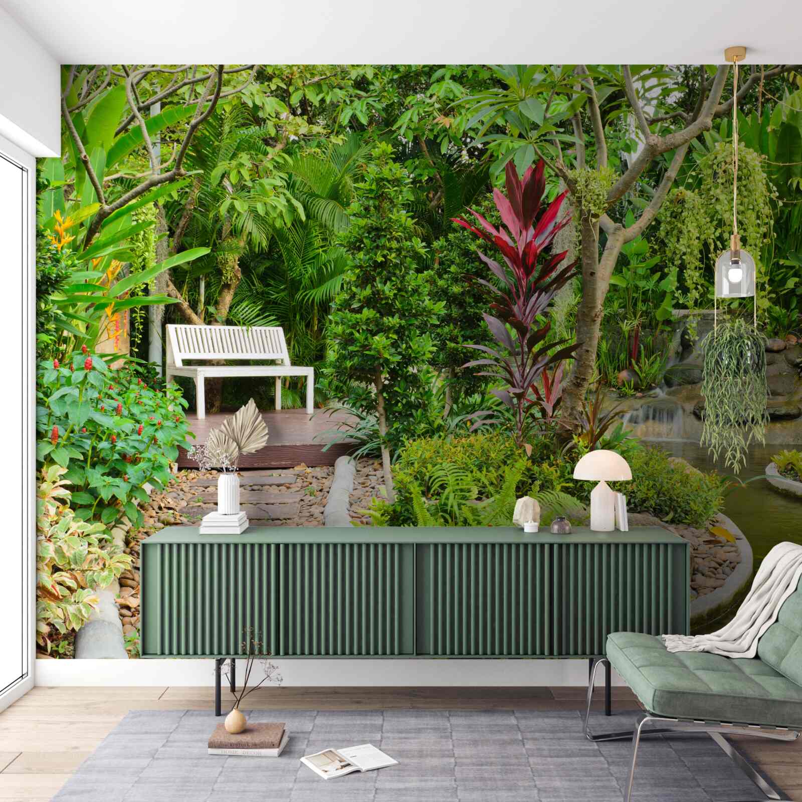 Fototapeta tropický raj v lesnej oblasti pri rybníku