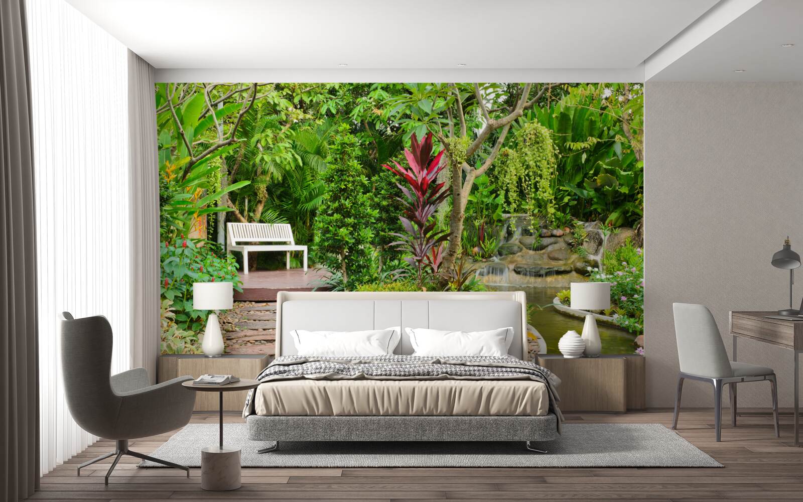 Fototapeta tropický raj v lesnej oblasti pri rybníku