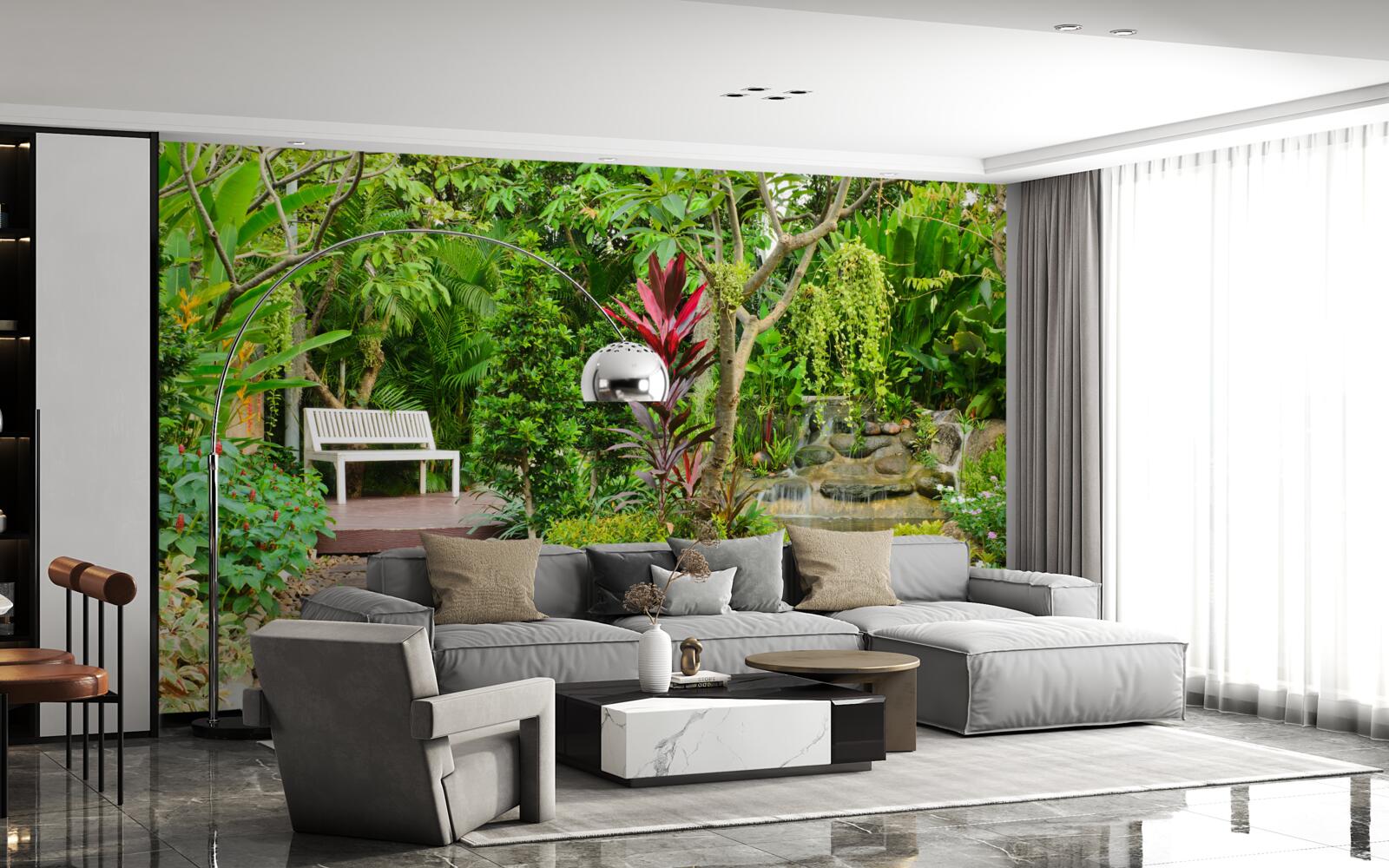 Fototapeta tropický raj v lesnej oblasti pri rybníku