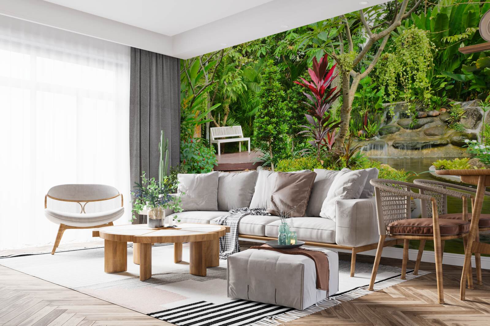 Fototapeta tropický raj v lesnej oblasti pri rybníku