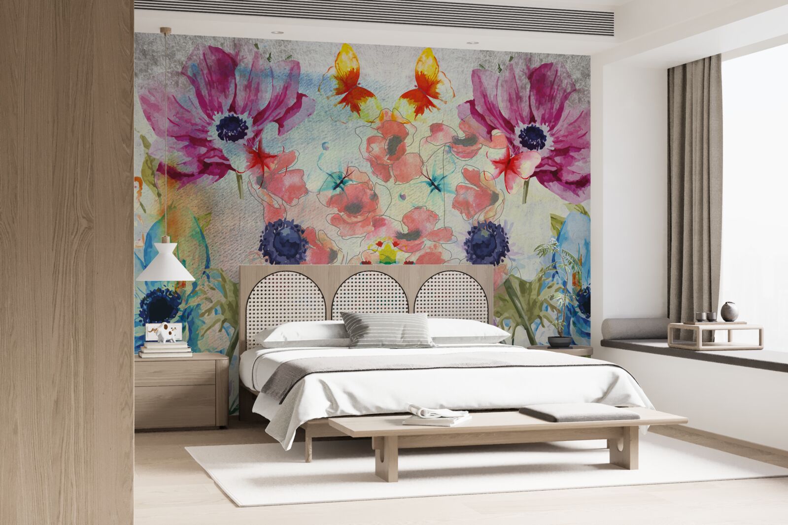 Fototapeta kvety maľované v rôznych odtieňoch akvarelu