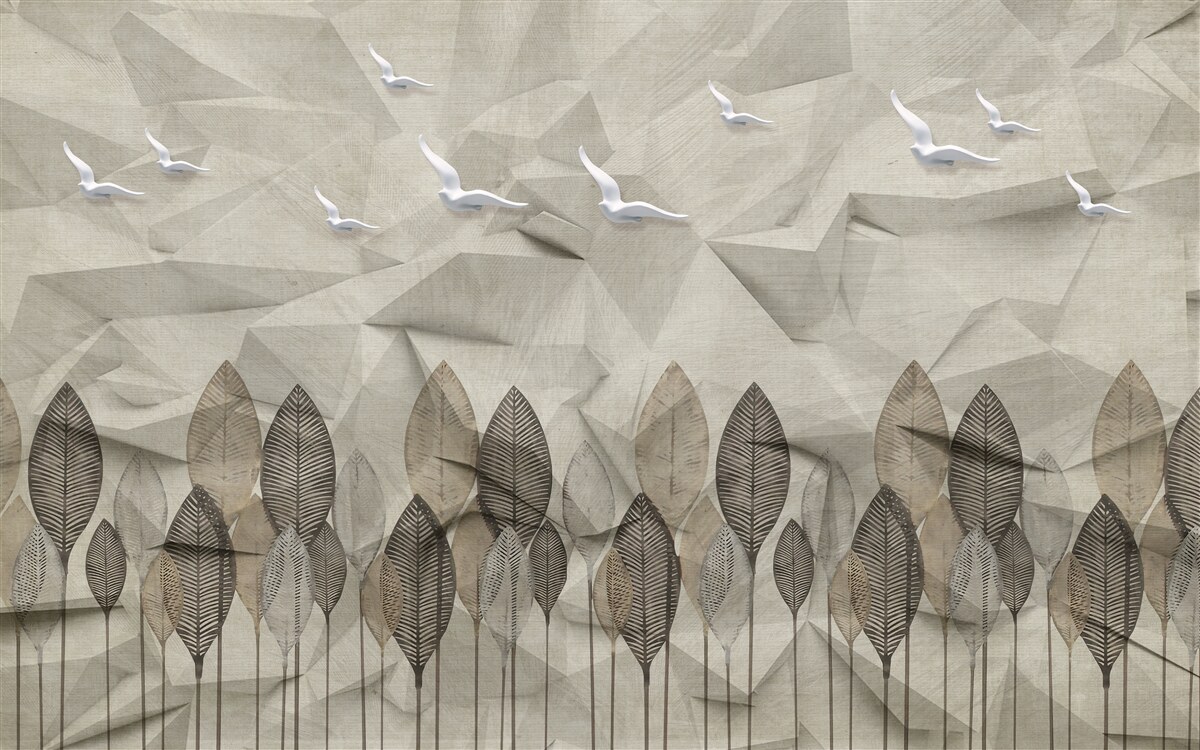 Fototapeta vtáky, ktoré získavajú krídla na lietanie, a jaseňový les