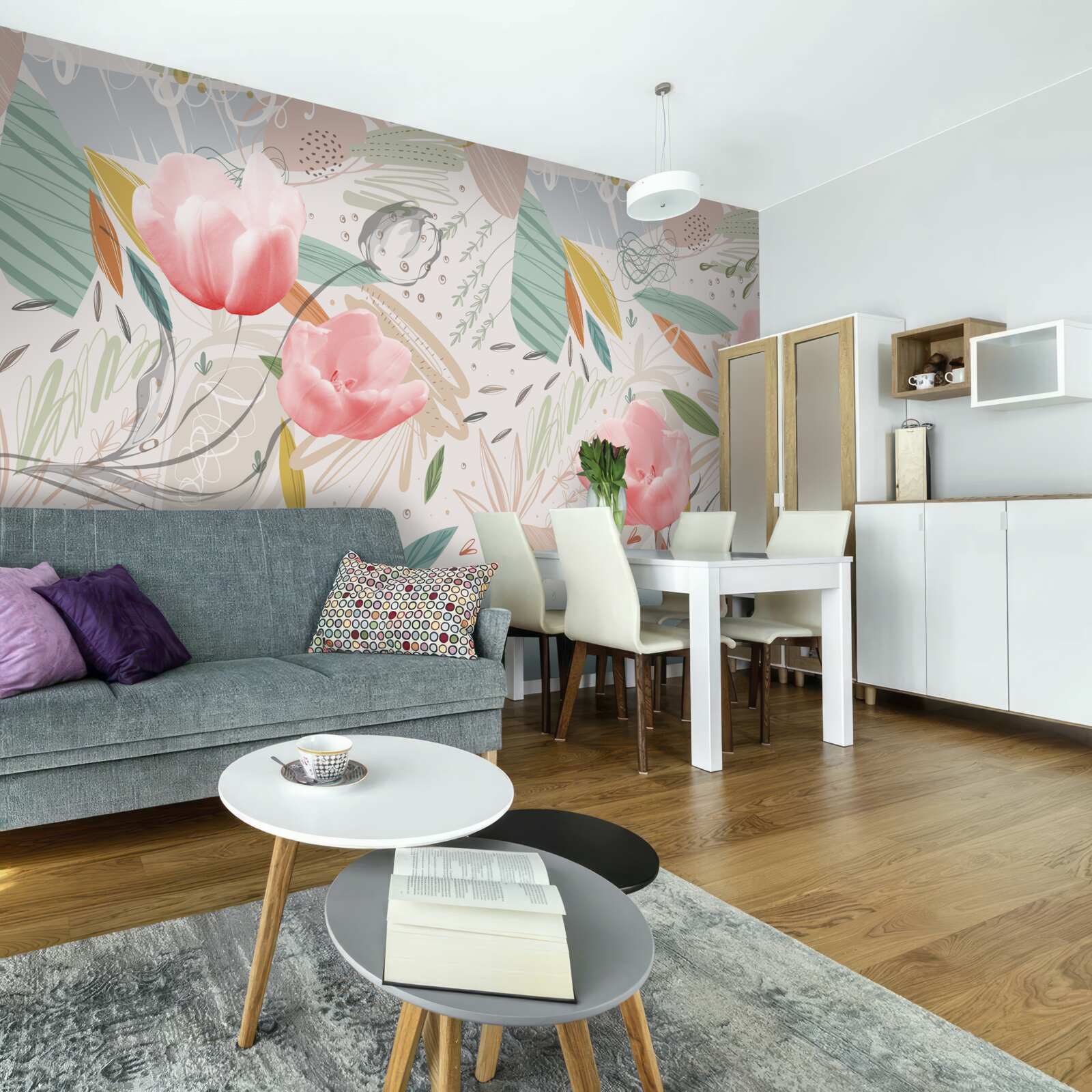 Fototapeta abstraktný štýl pozadia s ružovými tulipánmi