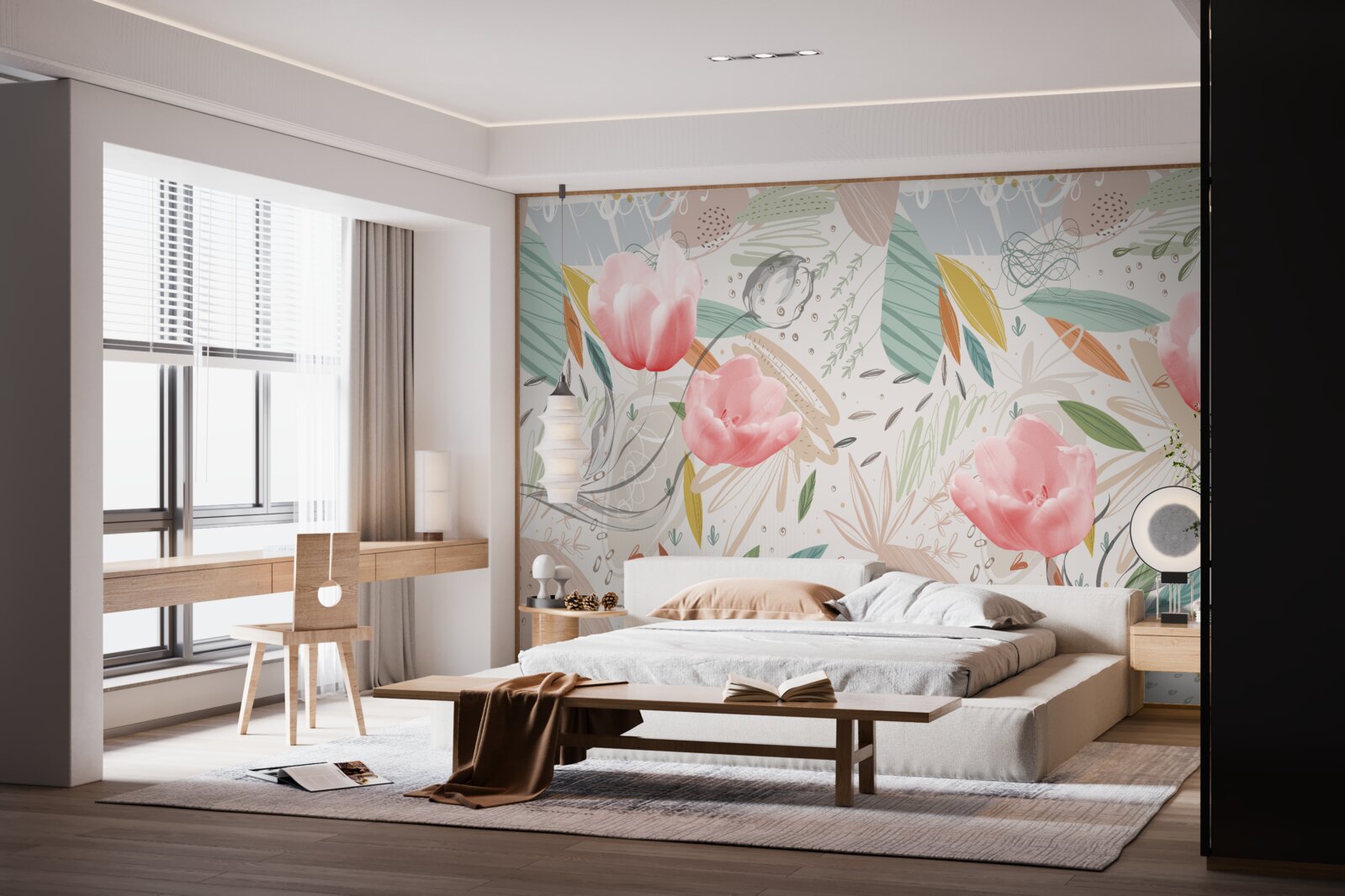 Fototapeta abstraktný štýl pozadia s ružovými tulipánmi