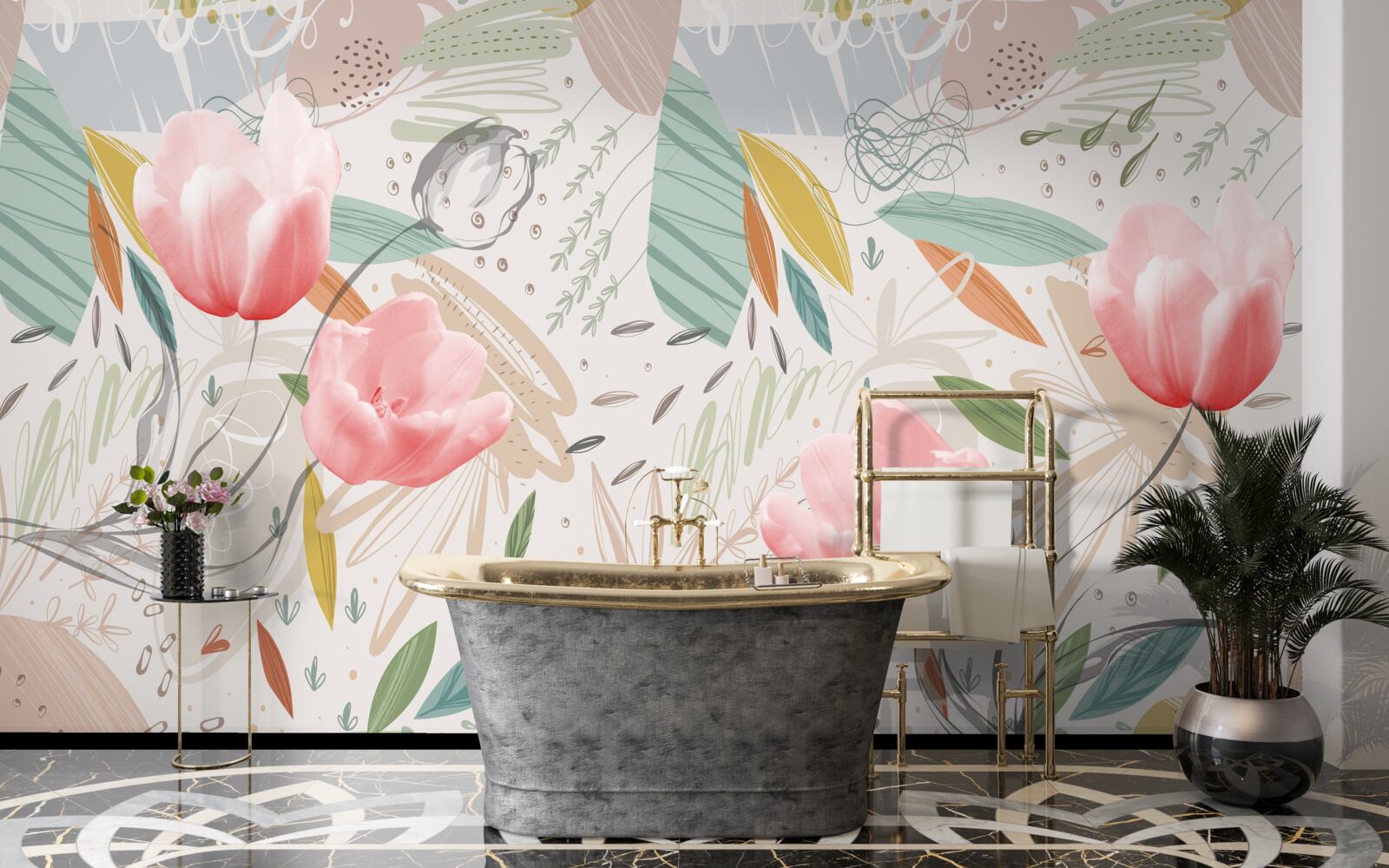 Fototapeta abstraktný štýl pozadia s ružovými tulipánmi