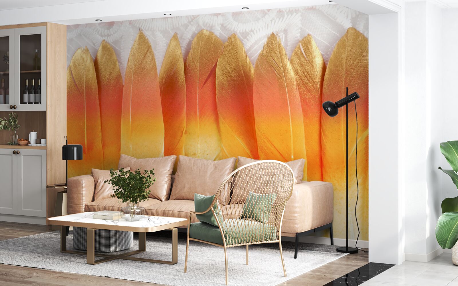 Fototapeta perie so žltým odtieňom na pozadí úsvitu